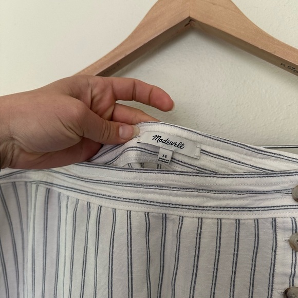 MADEWELL Nautical Preppy Women's 16 Side-Button Midi Skirt Indigo Pinstripe - Picture 5 of 9